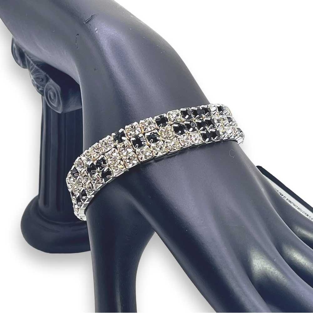 Vieste - Crystal Collection Triple Row Simulated Crystal Stretch Bracelet